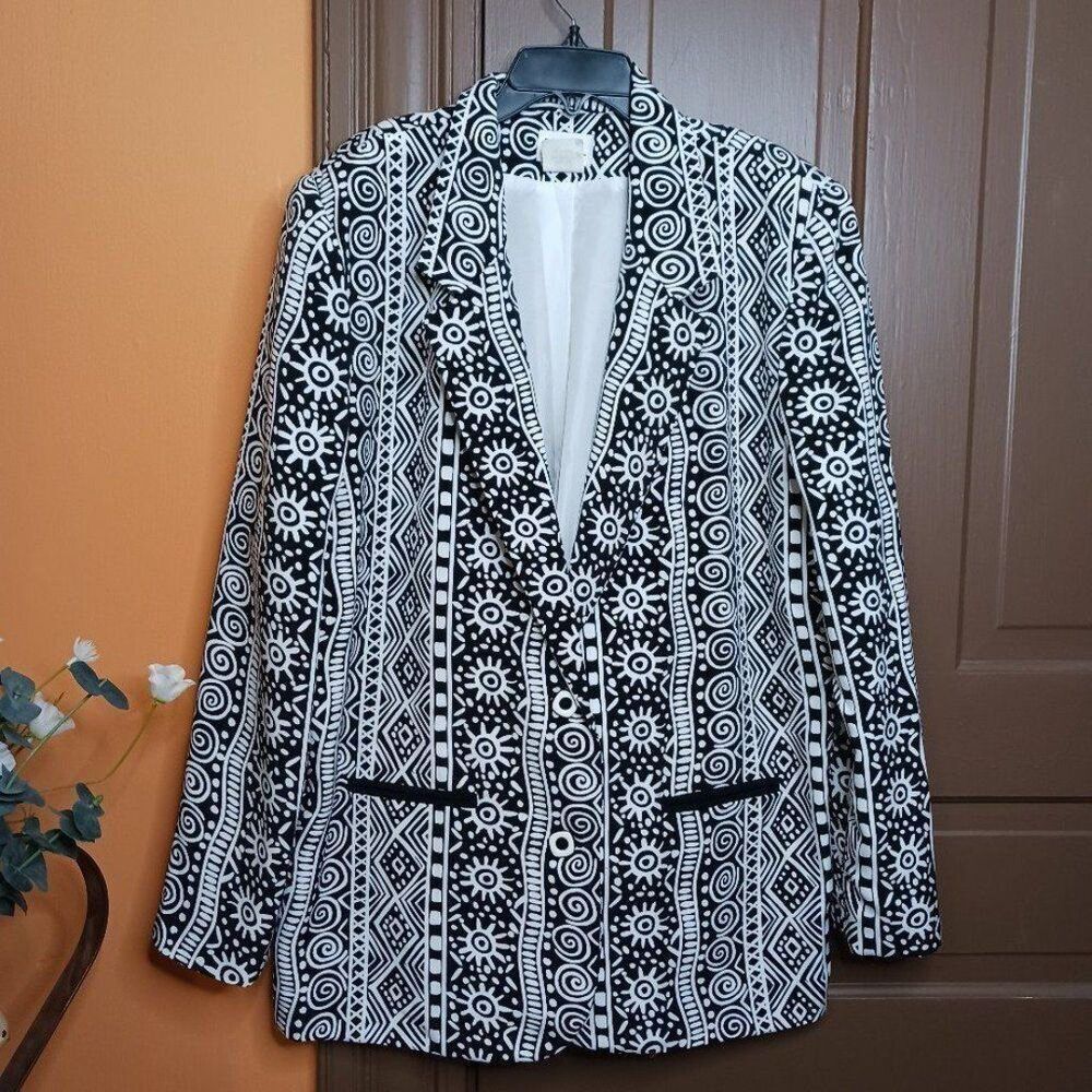 Vintage Regal Made in USA Women's size L Retro Black White Blazer Jacket